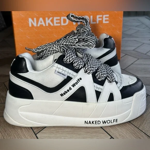 Original Naked Wolfe Black and White Unisex Sneakers - Picture 16 of 17